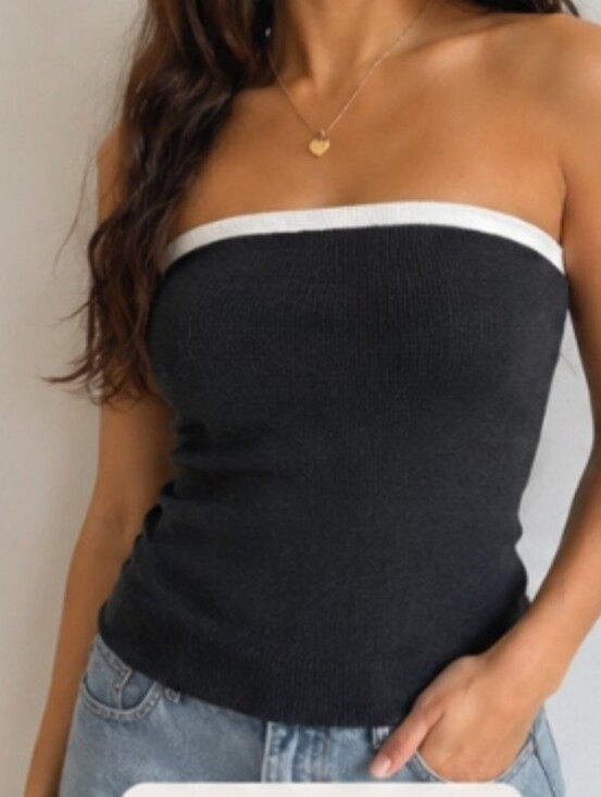 J. Crew Tops - J.Crew Black & White Cotton Blend  Top | Strapless  Size S NWOT